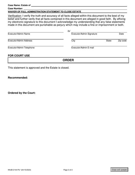 Form Nhjb 2144 Pe Download Fillable Pdf Or Fill Online Waiver Of Full