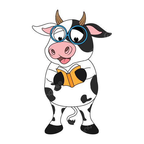 Cute Cartoon Cow Clipart Vector Cute Cow Cartoon Reading Book Animal