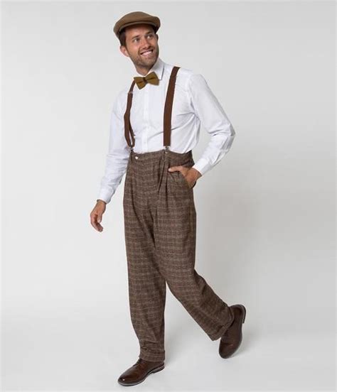 Checkered Pants With Suspenders 1940s Mens Fashion Vintage Mens
