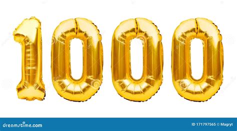 Number 1000 One Thousand Made Of Golden Inflatable Balloons Isolated On
