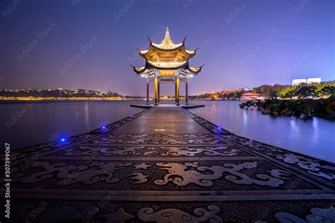 Ancient Jixian Pavilion At West Lake Hangzhou China Stock Photo