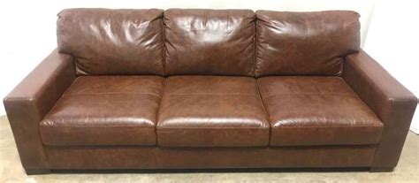 Brown Leather Sofa Square Armed Ga Prop Source