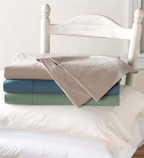 Queen Signature Cotton Percale Sheet Set Blue Spruce Plowhearth
