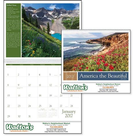 America The Beautiful With Recipes Wall Calendar With Logo