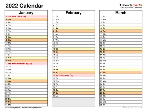 2022 Calendar Free Printable Excel Templates Calendarpedia