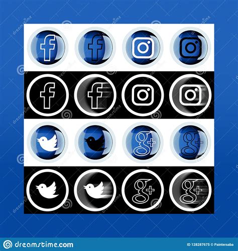 Set Of Most Popular Social Media Icons Twitter Instagram Face
