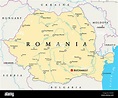 Rumanía mapa político con capital Bucarest, las fronteras nacionales ...
