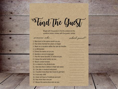 Find The Guest Game Printabell • Create