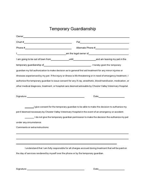 Printable Temporary Custody Agreement Open Form Follow The Instructions