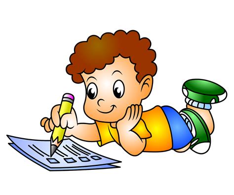 Boy Writing Homework Clipart