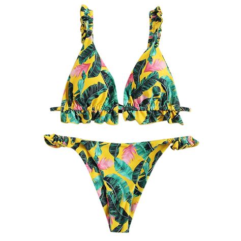 bikinx triangle sunflowerprint bikinis 2019 mujer biquini padded swimsuit female sexy swimwear