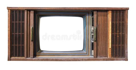 Antique Wooden Box Television With Cut Out Frame Screen Isolate On