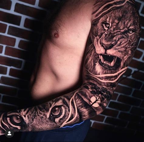 Lion Sleeve Epic Tattoo Grey Tattoo Sleeve Tattoos