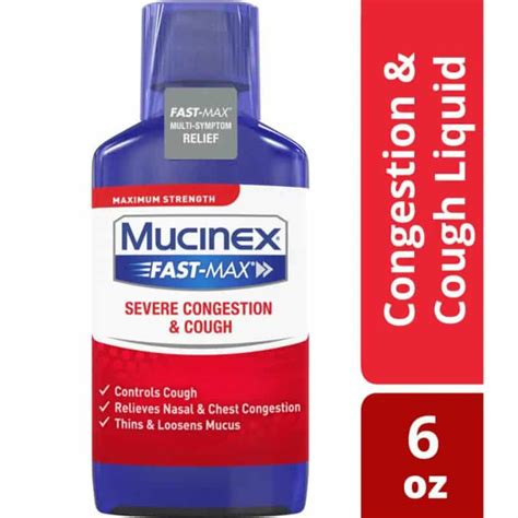 Mucinex Fast Max Severe Congestion And Cough Multi Symptom Relief Liquid Medicine 6 Fl Oz