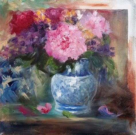 Daily Paintworks Still Life With Peonies Original Fine Art For