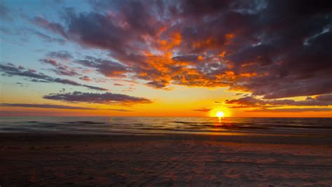Sea Sunset Beach 4k Time Lapse Panorama Stock Footage Video 100