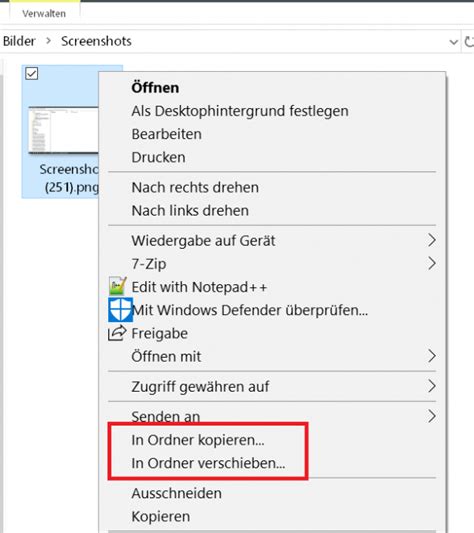 Windows 10 Ordner Kopierenverschieben Im Kontextmenü