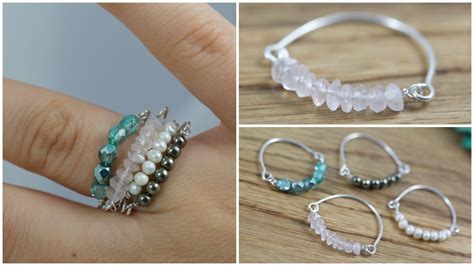 Diy Bead And Wire Stacked Rings Jewelry Tutorial Youtube