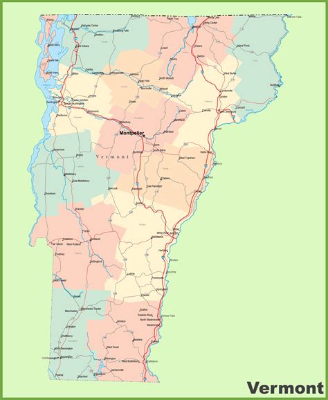 Map Of Vermont With Cities And Towns Island Maps
