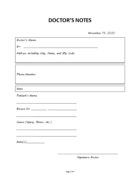 9 Best Free Doctors Note Templates For Work Every Last Template Free