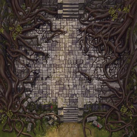 Overgrown Ruins Battlemaps Dnd World Map Fantasy World Map Fantasy