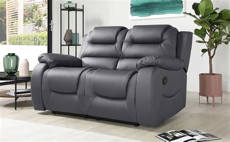 Vancouver Grey Leather 2 Seater Recliner Sofa Furniture Choice