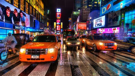 X Times Square Night Usa Nyc New York New York Night Rain Dance Coolwallpapers Me