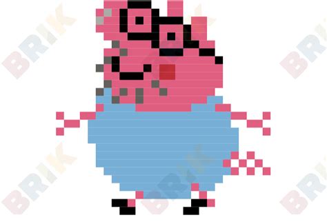 Daddy Pig Pixel Art Brik