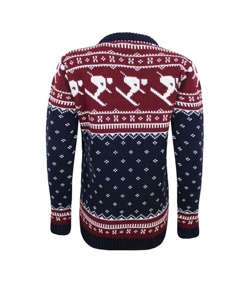 Men Knitted Fairisle Ski Christmas Xmas Novelty Jumper Pullover Sweater