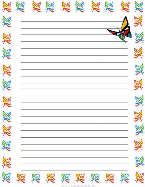Printable Lined Paper With Borders Writing Paper Printable Stationery