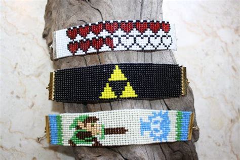 Zelda Link Triforce Health Meter Loom Pixel Beaded Bracelet Choose 1