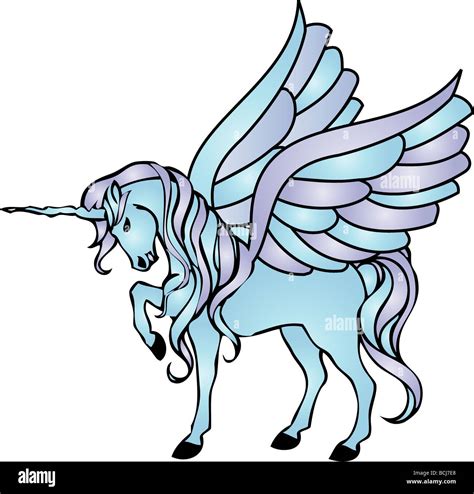 Illustration Of A Blue Unicorn With Wings Stock Photo Alamy