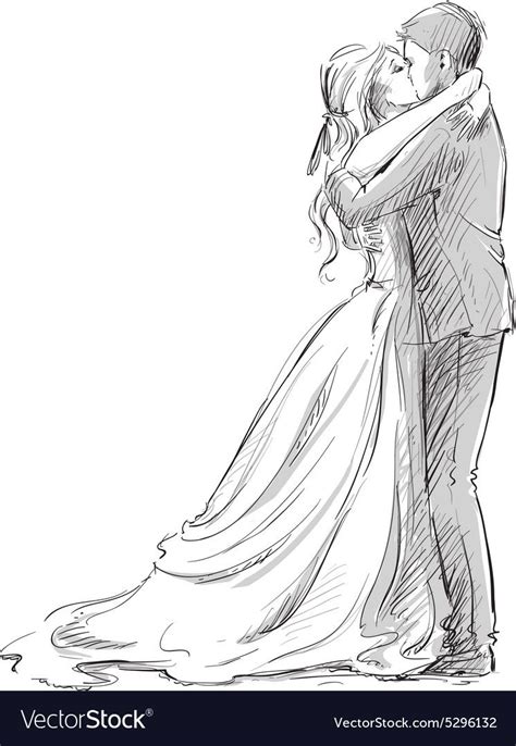 Wedding Couple Kiss Newlywed Vector Sketch Download A Free Preview