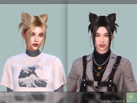 The Sims Resource Cat Ear Buns Hair G95