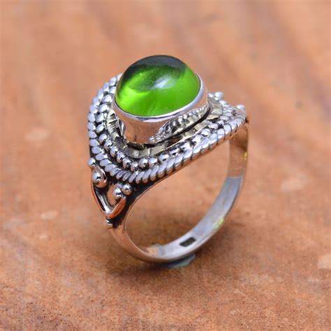 Green Gemstone Ring Delicate Ring Handmade Silver Ring Etsy