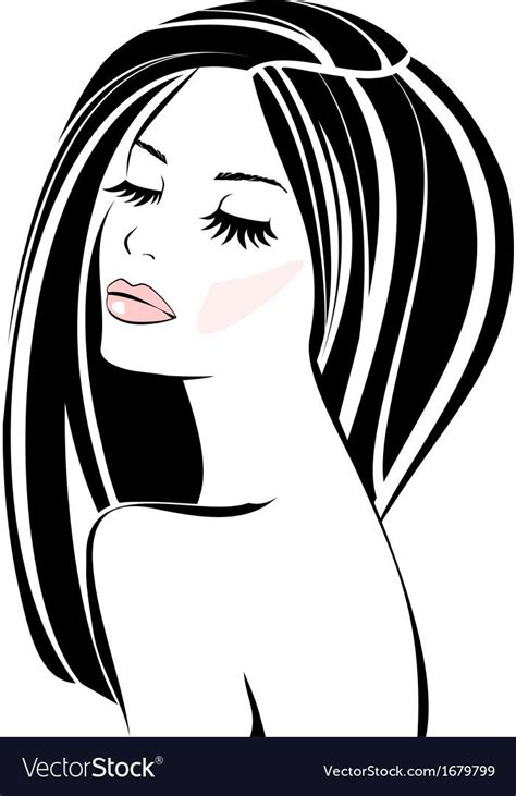 Beauty Makeup Icon With Black Hair Royalty Free Vector Image Black