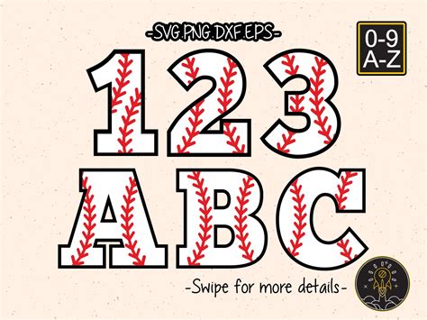 Baseball Numbers Letters Fonts Alphabet SVG Vector Silhouette Etsy