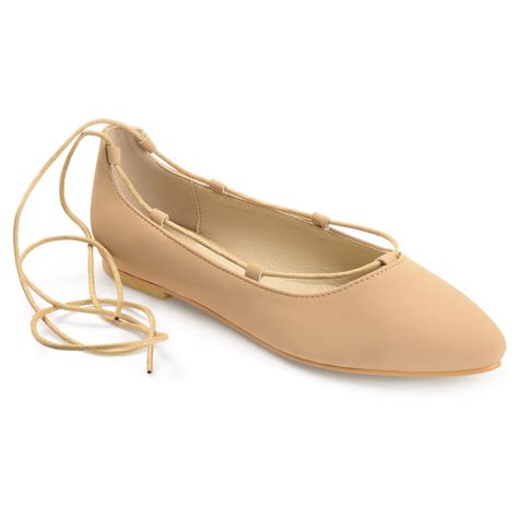 Womens Pointed Toe Lace Up Ballet Flats