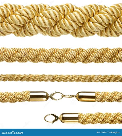 Set Of Various Gold Ropes Isolated On White Stock Image Image Of Clip