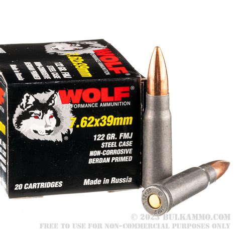 20 Rounds Of Bulk 762x39mm Ammo By Wolf 122gr Fmj