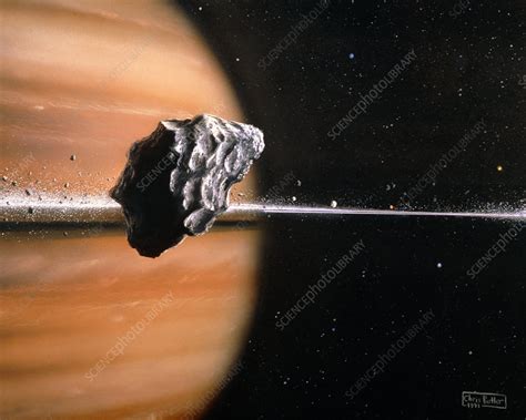 Artwork Of A Shepherd Moon In Saturns Ring Plane Stock Image R390