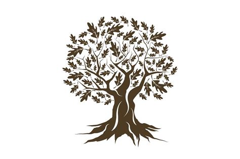 Vector Oak Tree Silhouette Tree Oak Logo Sign Emblem National Symbol