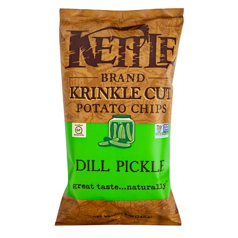 Kettle Dill Pickle Krinkle Cut Potato Chips 5 Oz Bag Nassau Candy