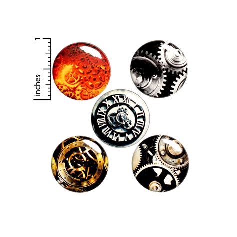 Steampunk Gears 5 Pack Backpack Pins Button Lapel Pin Cool