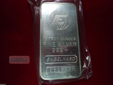 10 Troy Oz Engelhard 999 Fine Silver Bar