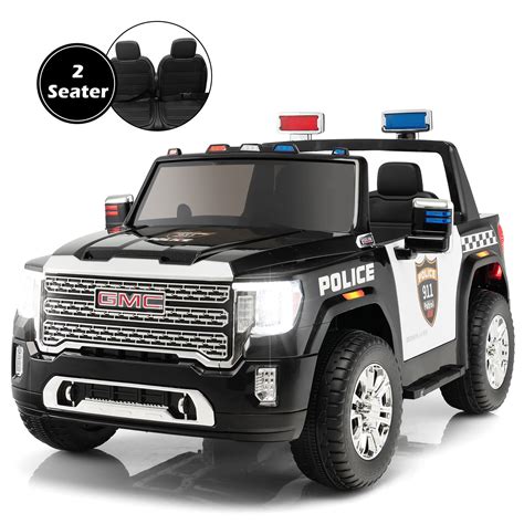 Costway 12v Licensed Gmc Kids Ride On Police Car 2 Seater Truck W