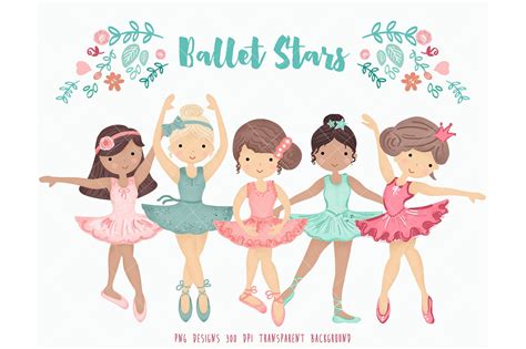 Ballerina Ballet Dancers Clipart Custom Designed Illustrations