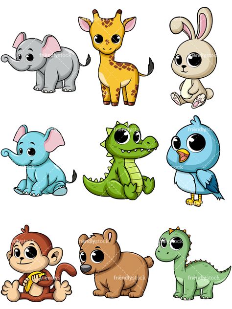 Cartoon Animal Images Free Download Cartoon Animals Big Vector Cute