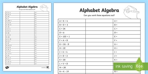 You will learn to write the algebraic expressions in these pre algebra worksheets. FREE! - Alphabet Algebra Worksheet - Primary Education ...