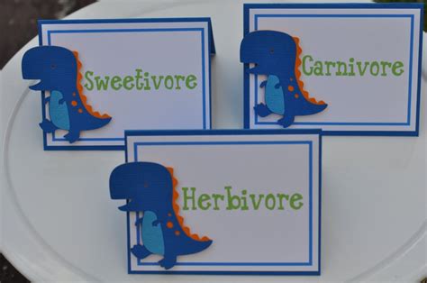 Dinosaur Themed Party Food Cards Set Of 6 Personalized Etsy